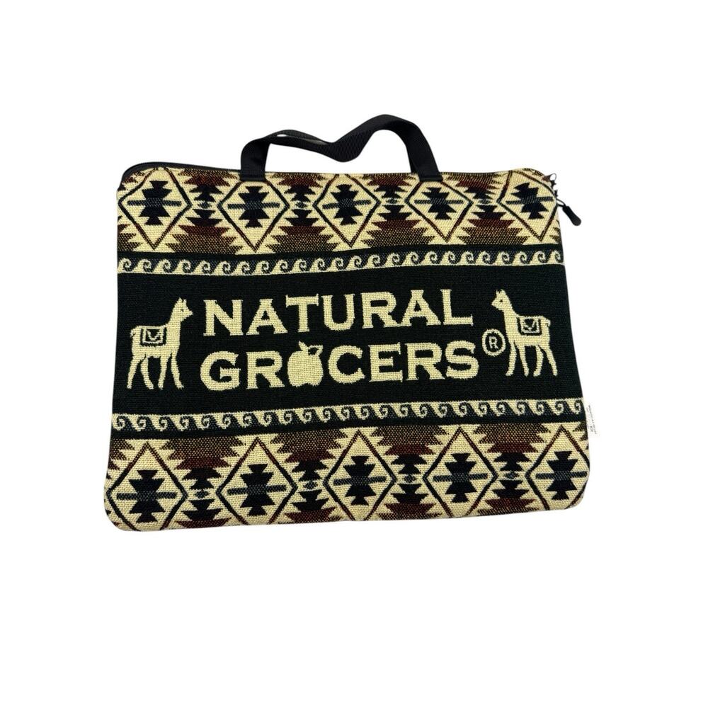Natural Grocers Insulated Lunch Bag Llama Southwest Print Zip Tote Wool